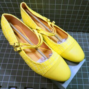 C Paravano Ballet Mary Jane Round Toe Flats Yellow Size 11.5